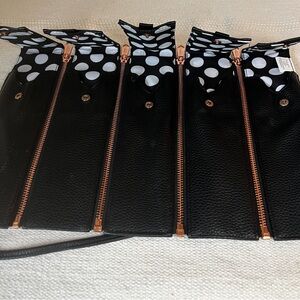 Sephora Black Faux Leather and Rose Gold Makeup Brush Bag - Polka Dot Interior